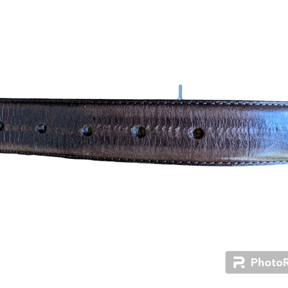 😄 Fossil brown genuine leather belt with silver hardware and design sz L - Picture 6 of 10